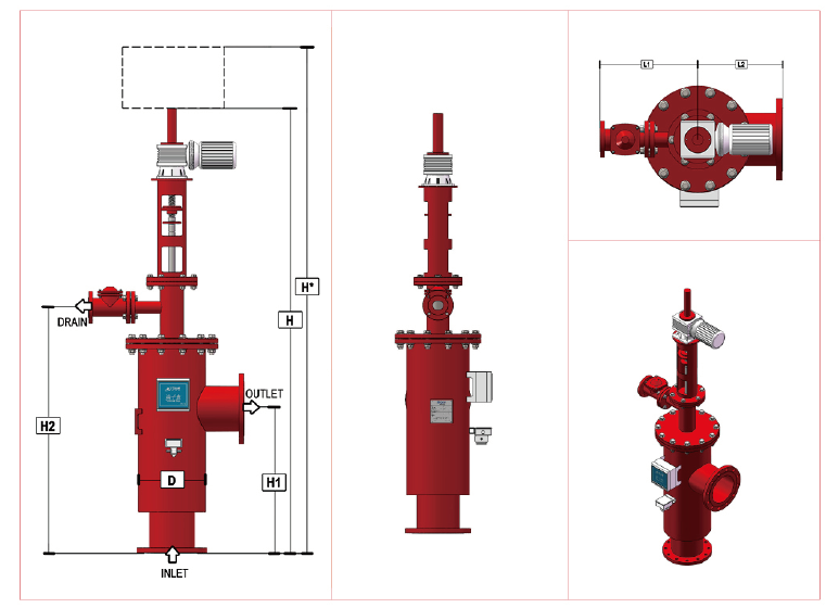立式自動排污過濾器原理設備解剖和尺寸 立式自動排污過濾器原理設備解剖和尺寸